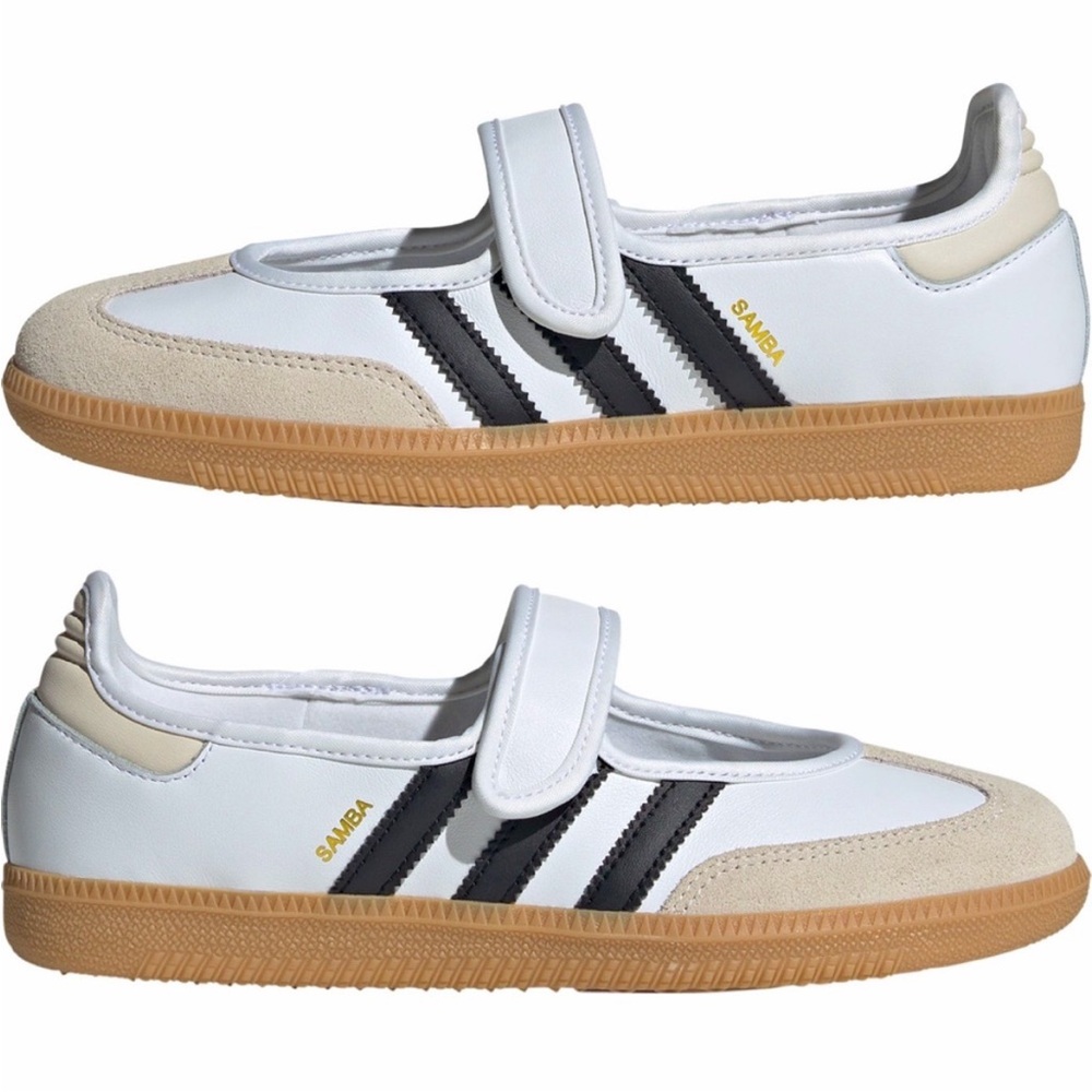Adidas Kids Samba White Black Tan Sneakers